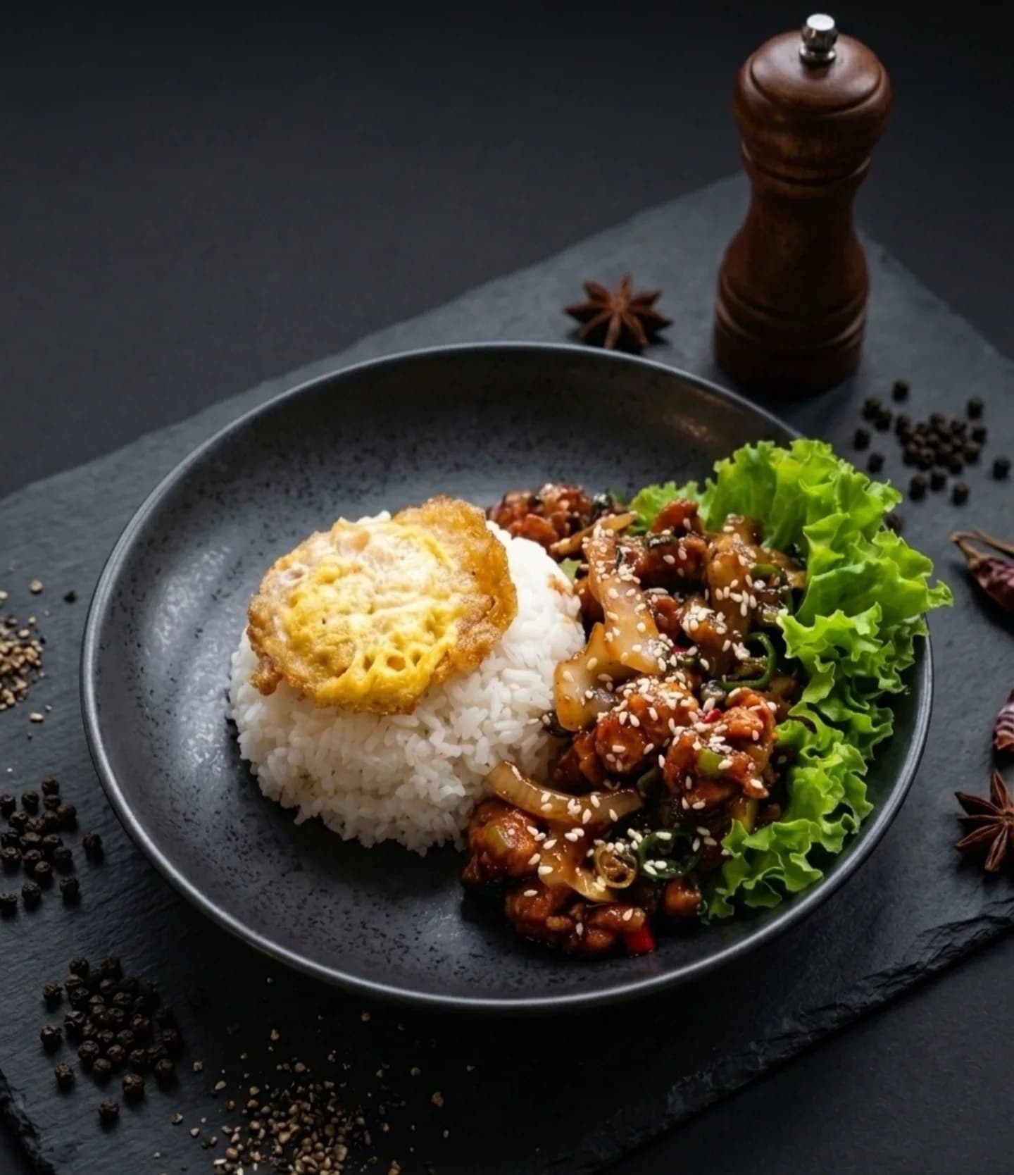 Nasi Ayam Lada Hitam